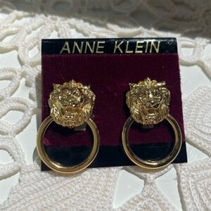 Vintage Anne Klein Gold Lion Head Earrings